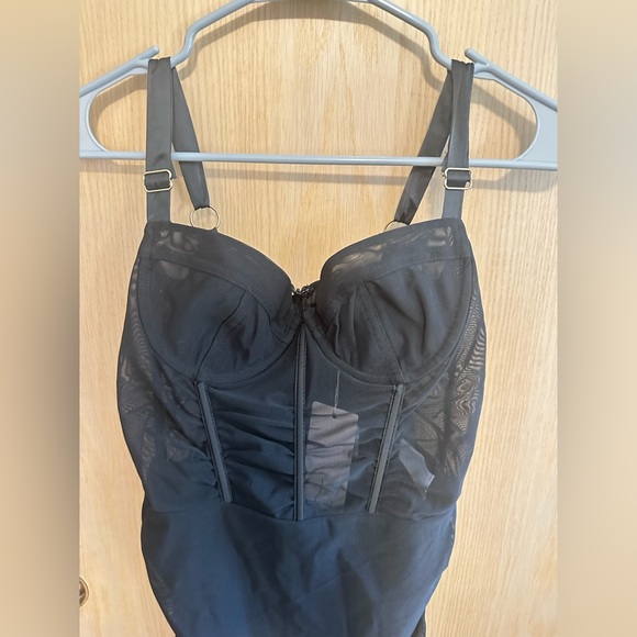 Black Sheer Mesh Mini Dress with Corset - Picture 5 of 5